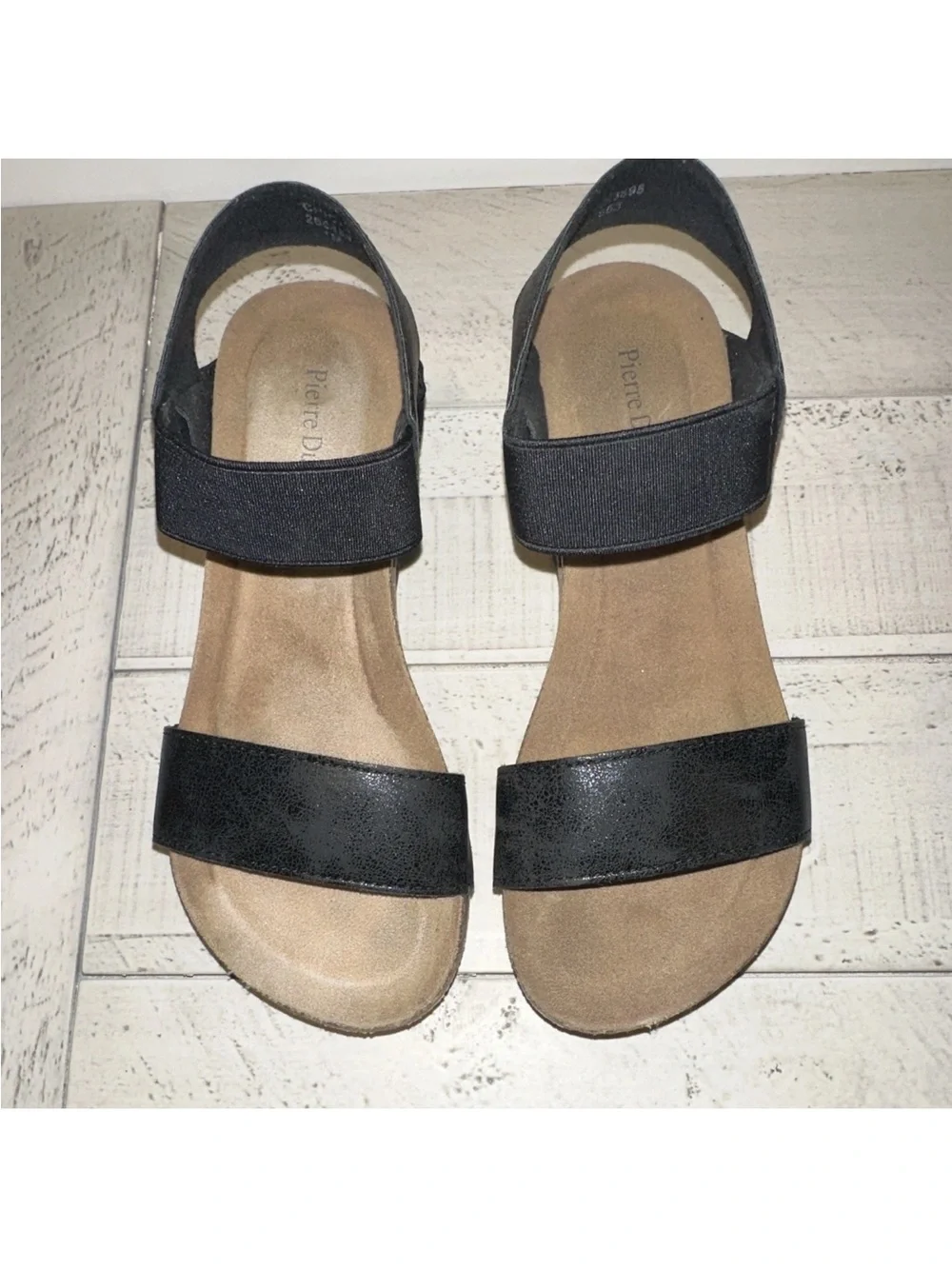 Pierre Dumas Kids Black Wedge Sandals Elastic Strap Platform Studded Size 1